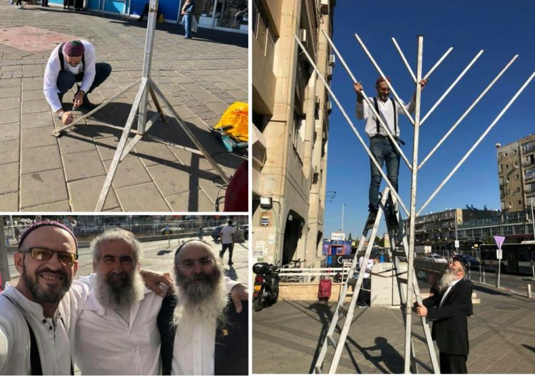 הצבת מנורת חנוכה המרכזית בבת ים