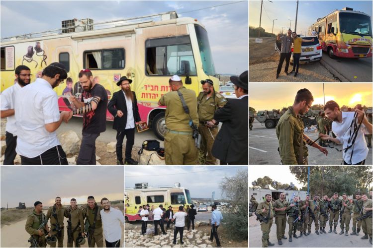 ניידות חב"ד מחזקים את החיילים ברצועת עזה 