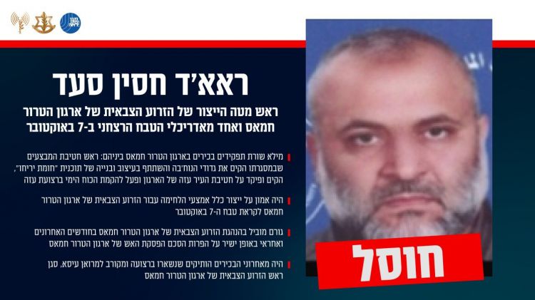 חוסל בכיר חמאס מאדריכלי טבח שמחת תורה