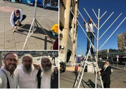 הצבת מנורת חנוכה המרכזית בבת ים